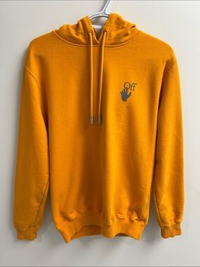 Off-White Orange Pullover Hoodie with Grey Logo